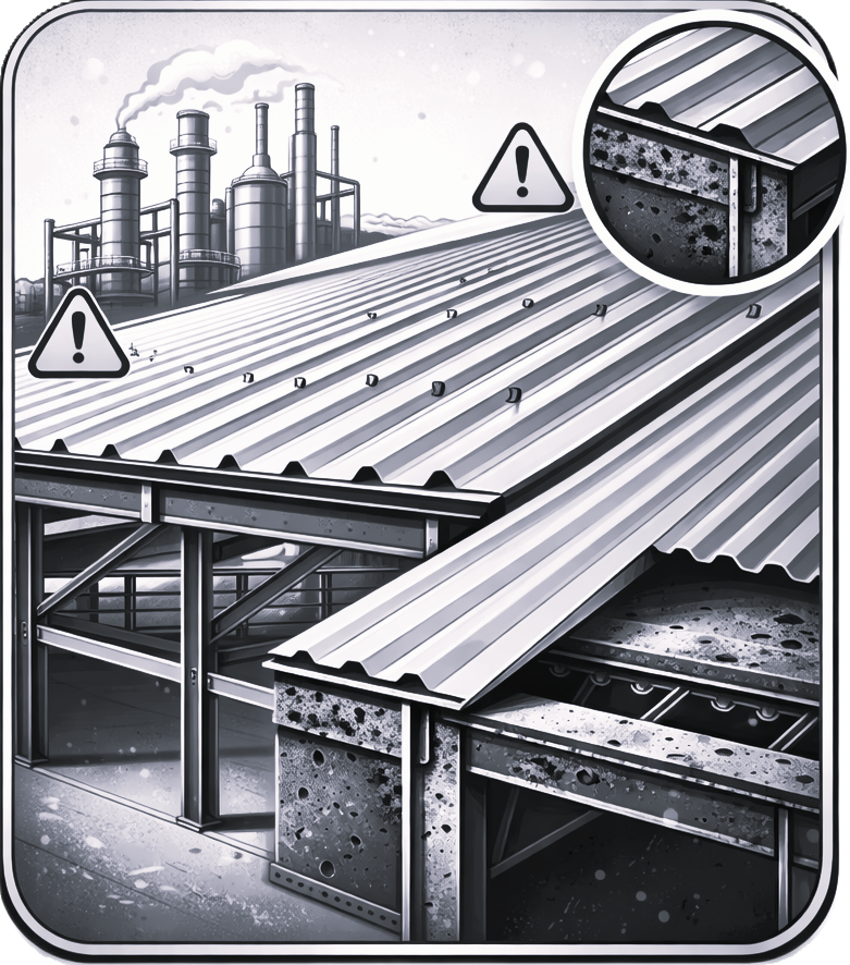 High-risk and corrosive industrial zones, PEB structure, roof and cutouts